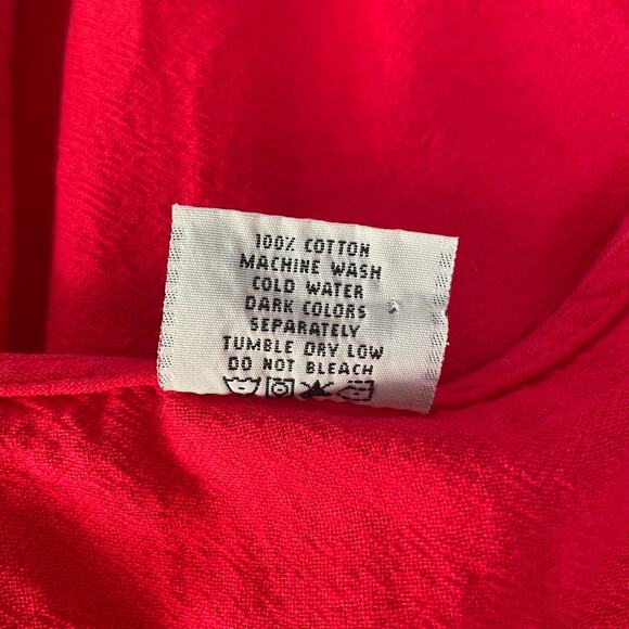 Color Me Cotton Trapeze Dress Size Medium Red Solid Flowy Lagenlook Boho Minimal - Picture 11 of 14